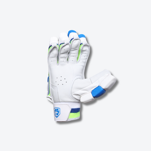 Carbon Batting Gloves - White-Blue-Neon