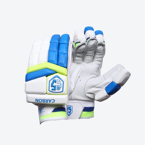 Carbon Batting Gloves - White-Blue-Neon